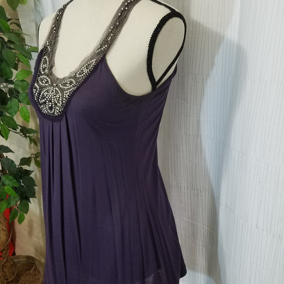 LILLY LOU PURPLE BEADED TANK TOP SIZE SMALL - Picture 5 of 7